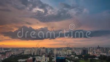 新加坡天台观景台日落市区